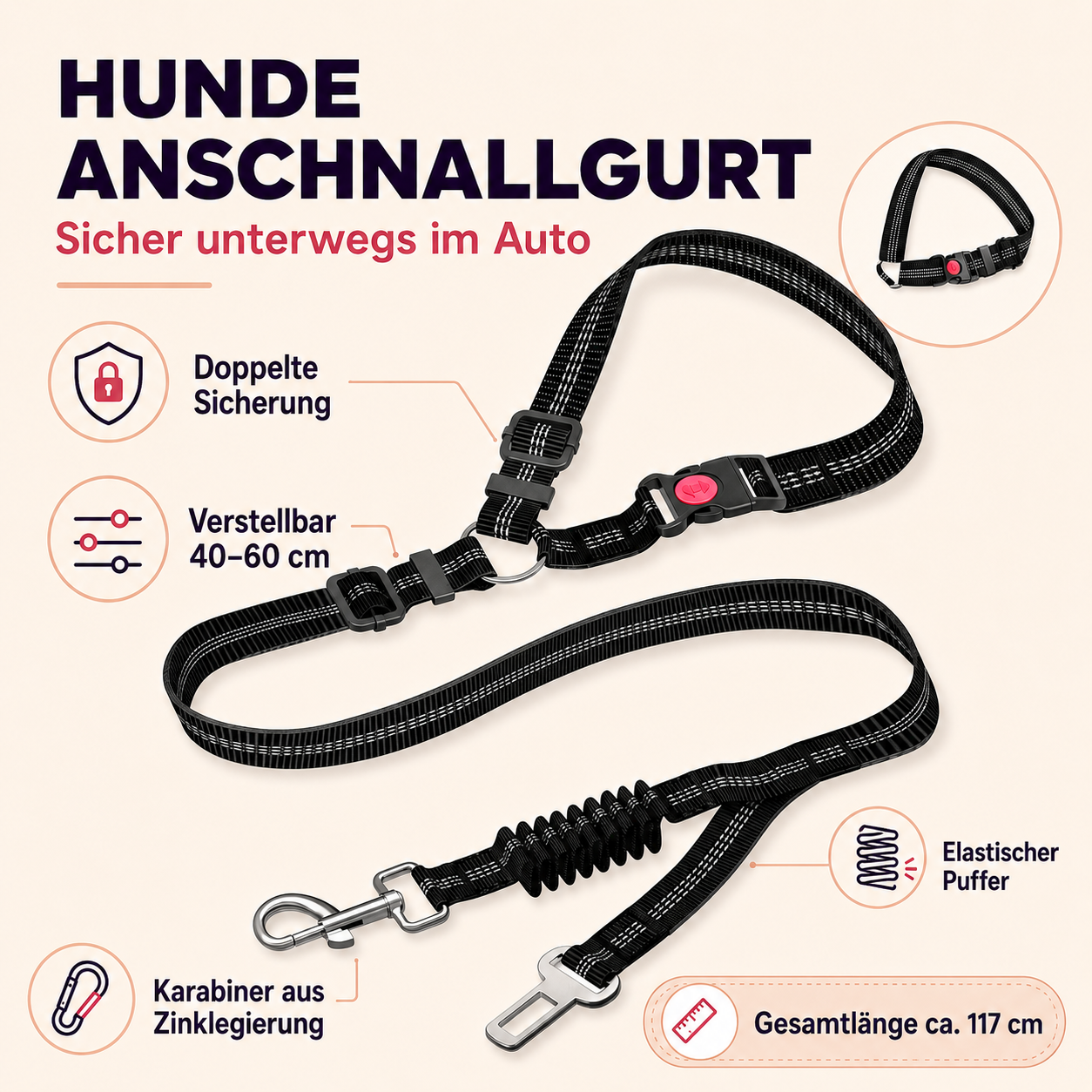 Hunde Anschnallgurt – sicherer Transport im Auto
