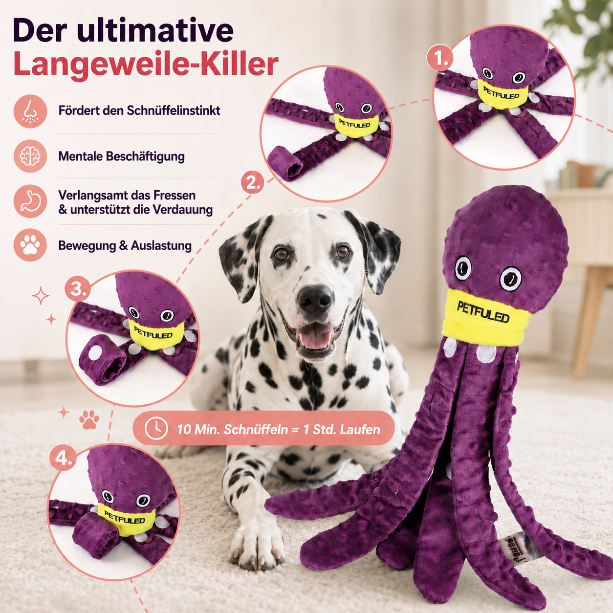 Hundespielzeug Oktopus – Spielspaß und langsameres Fressen in einem