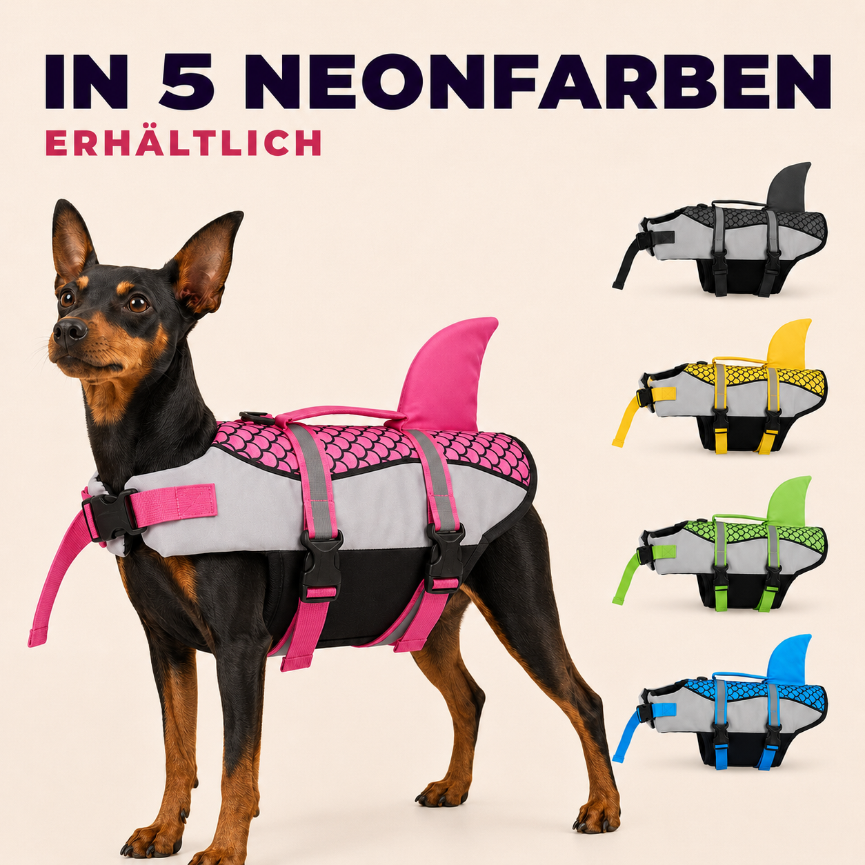 Hunde Schwimmweste mit Haiflosse – mehr Sicherheit im Wasser