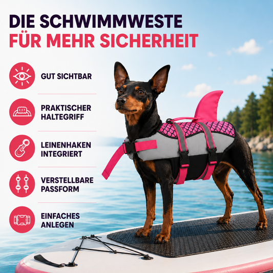 Hunde Schwimmweste mit Haiflosse – mehr Sicherheit im Wasser