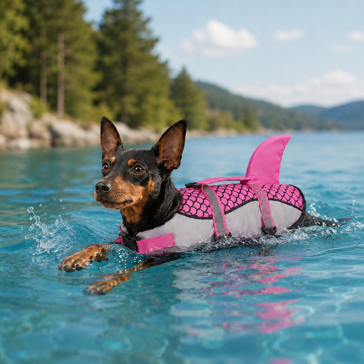 Hunde Schwimmweste mit Haiflosse – mehr Sicherheit im Wasser
